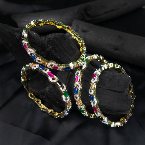 American Diamond Gold Plated Traditional Bangles - D92